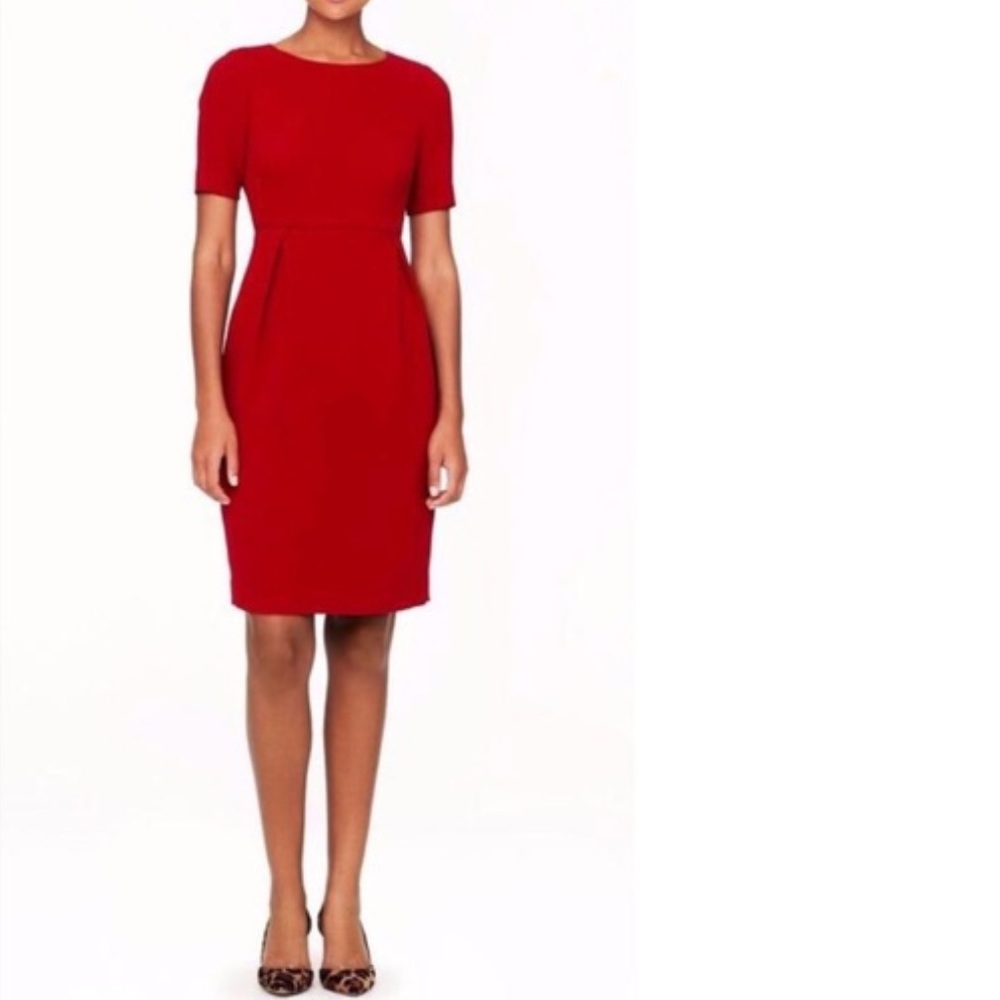 J. Crew 4 Tall Red Sheath Crepe Midi Dress